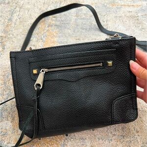 Rebecca Minkoff Regan Small leather crossbody bag, black.
